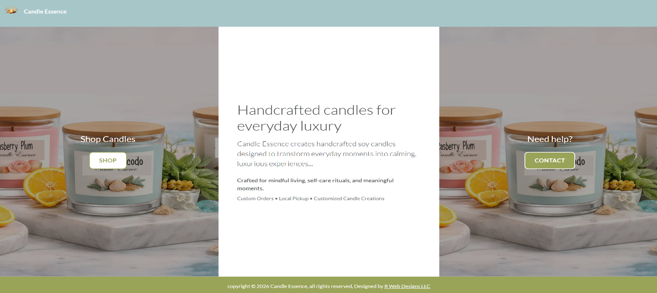 candle essence ecommerce example